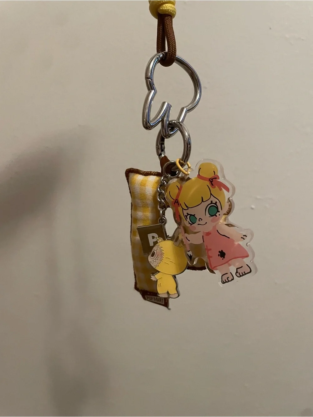 Yellow P Labubu Keychain Charm by Popmart